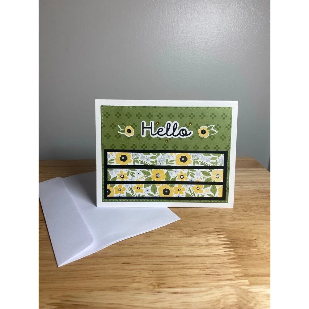 Flowers Hello Greeting Card – Handmade A2 Card – All Occasion Blank Card